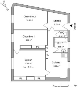 Appartement en location à Saint-fons / 3 pièces 67 m²
